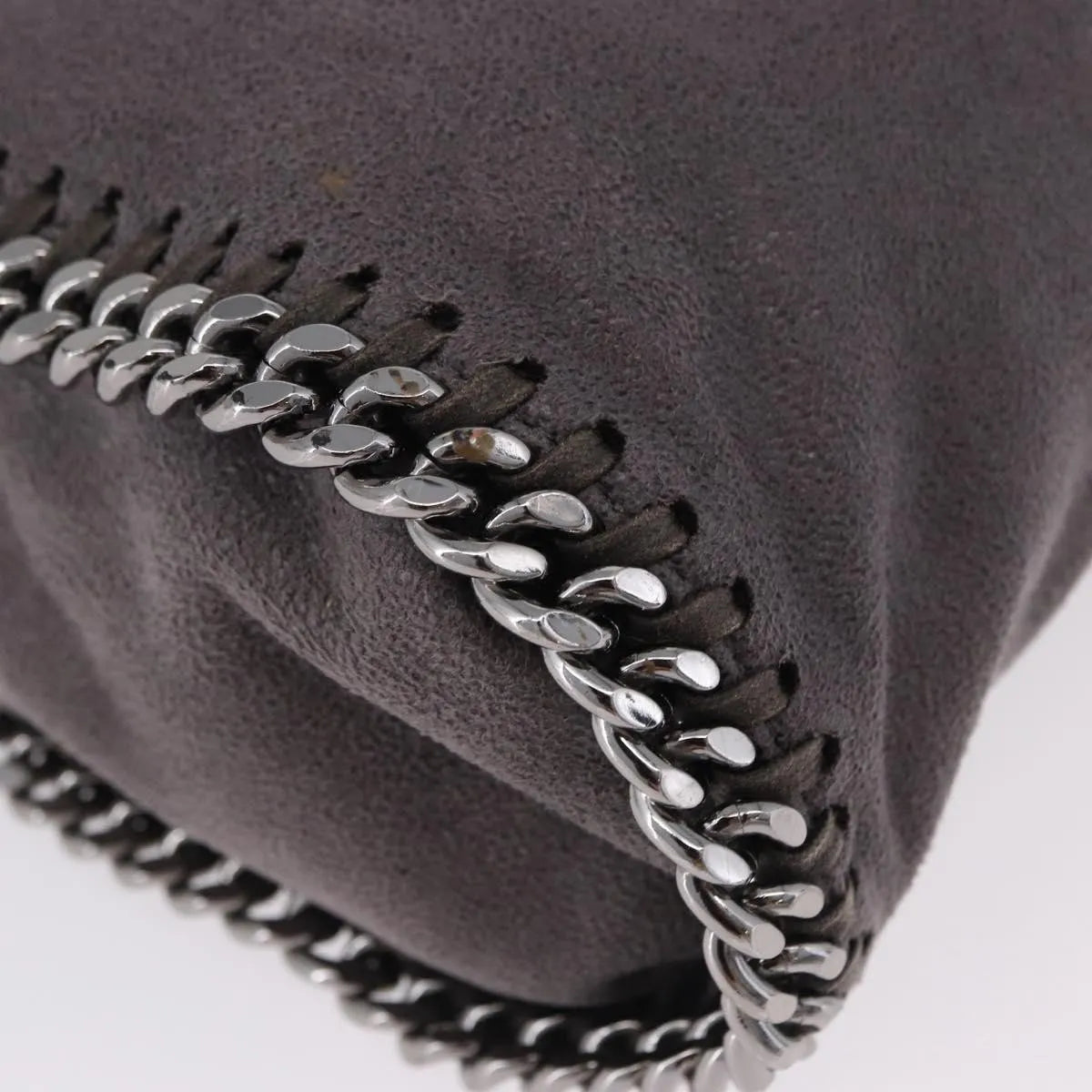 Stella Mccartney Falabella Fold Over Faux Leather Gray Polyester Shoulder Bag Bag (Pre-Owned)