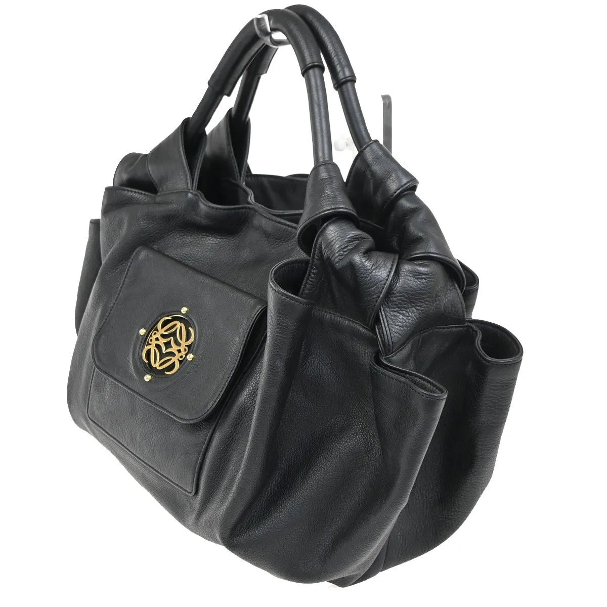 Loewe Anagram Logo Nappa Aire Hand Leather Black Leather Handbag (Pre-Owned)
