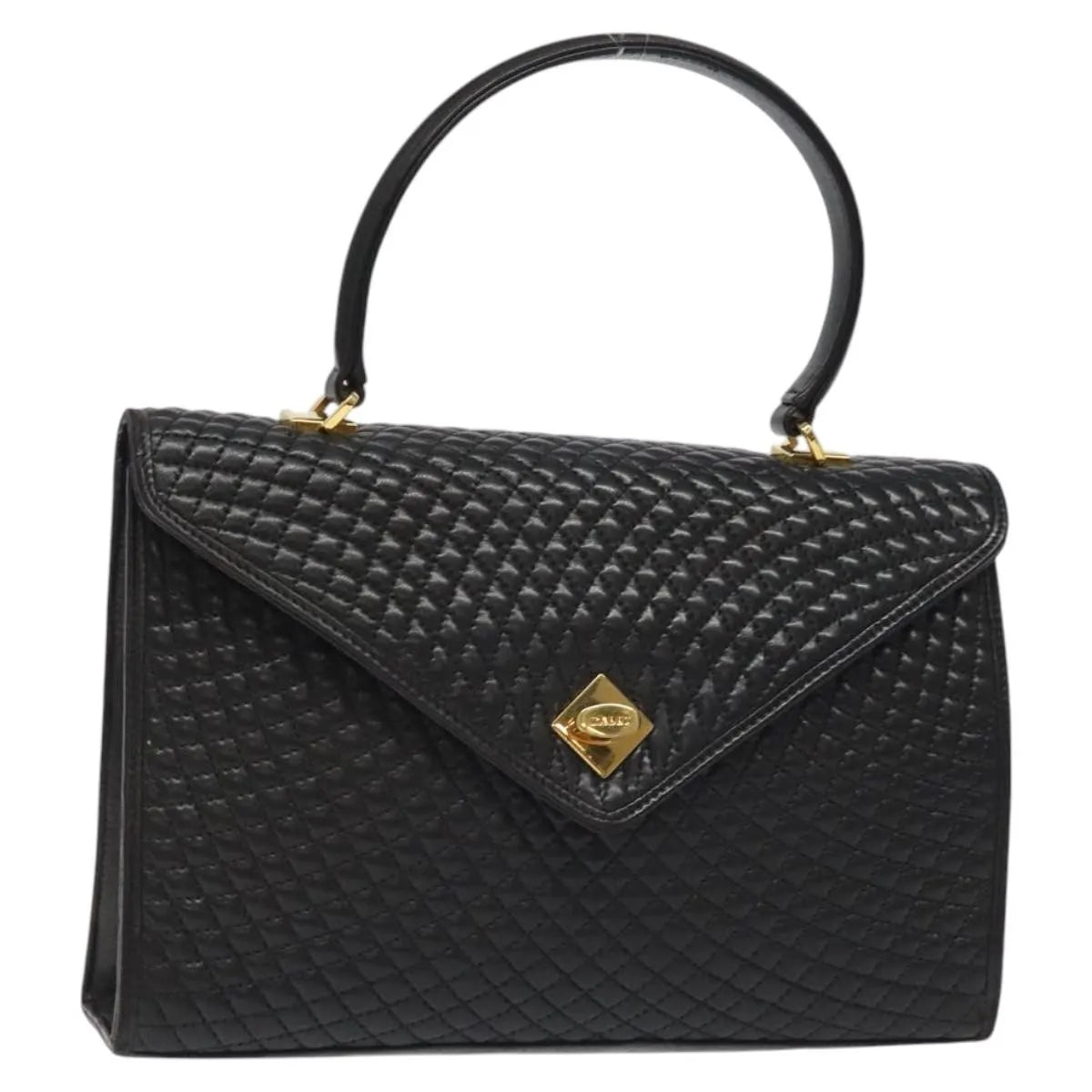 Bally Vintage Quilted Leather Black Leather Handbag (Pre-Owned)