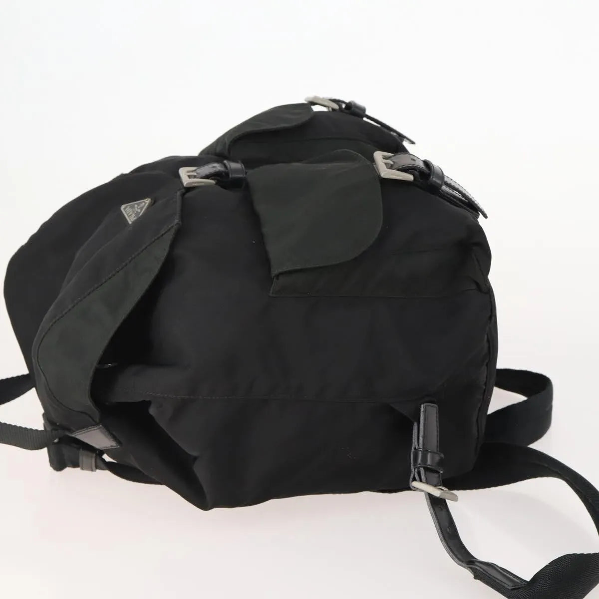 Prada Double Front Pocket Tessuto Black Nylon Backpack Bag (Pre-Owned)