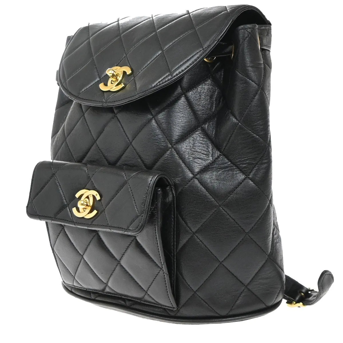 Chanel Duma Drawstring Quilted Leather Black Leather Backpack Bag (Pre-Owned)