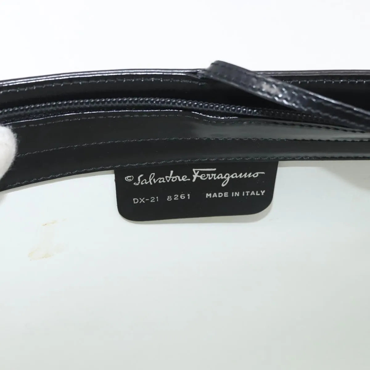 Salvatore Ferragamo Gancini Tote Patent Leather Black Patent_Leather Tote Bag Bag (Pre-Owned)