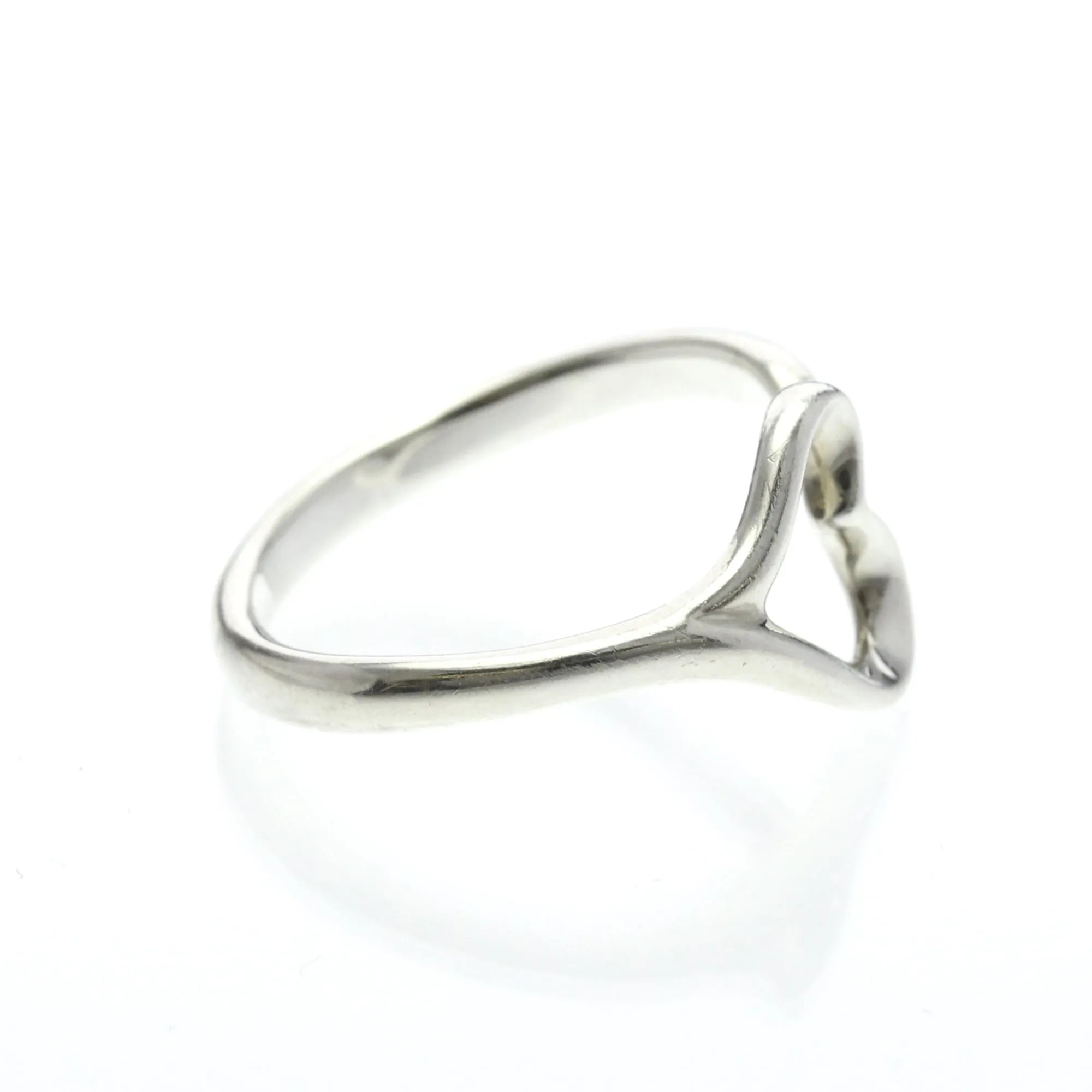Tiffany & Co. Elsa Peretti Open Heart Silver 925 Silver Silver Ring Jewelry (Pre-Owned)