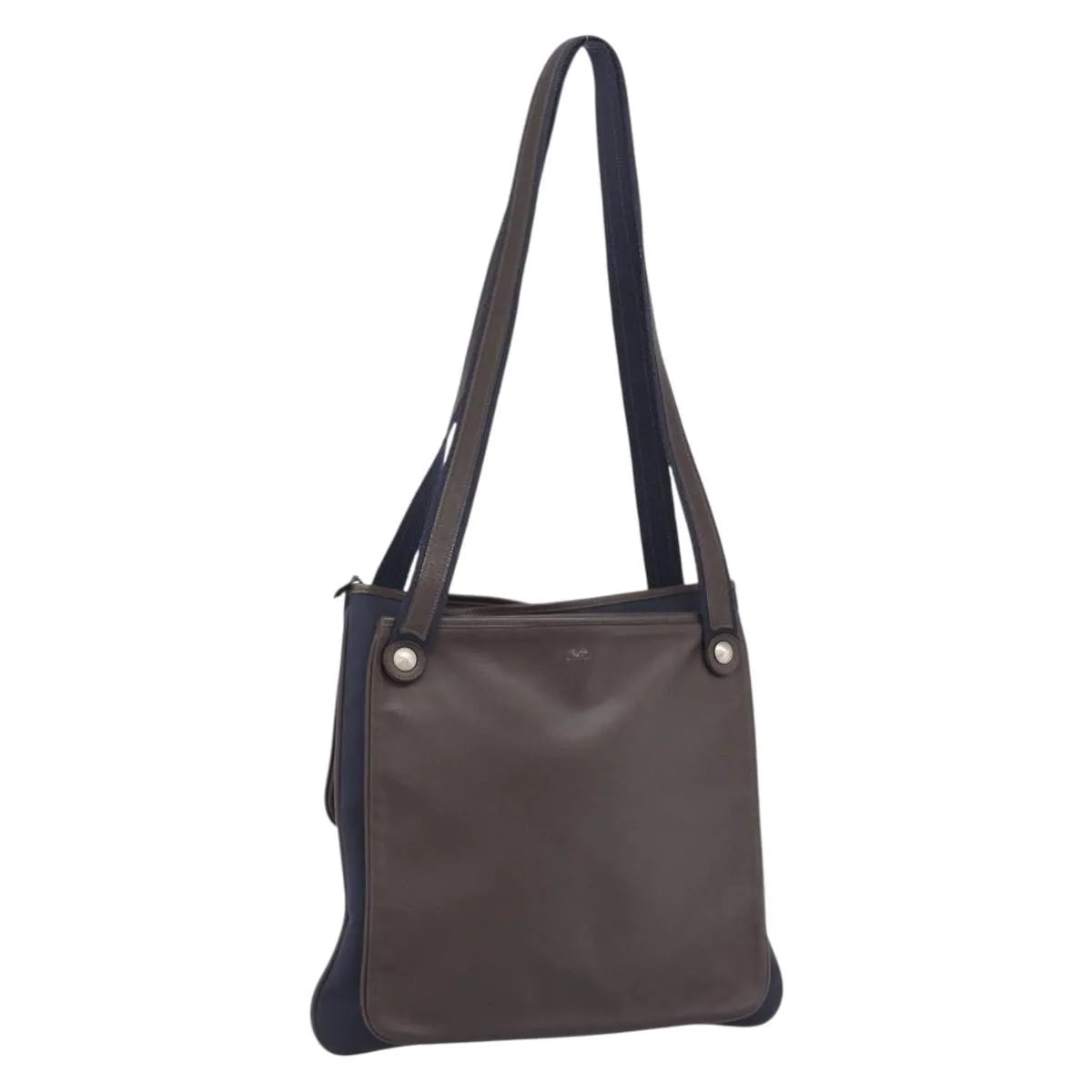 Hermes Mrs. Hippie Leather And Toile Navy Leather Shoulder Bag Bag (Pre-Owned)