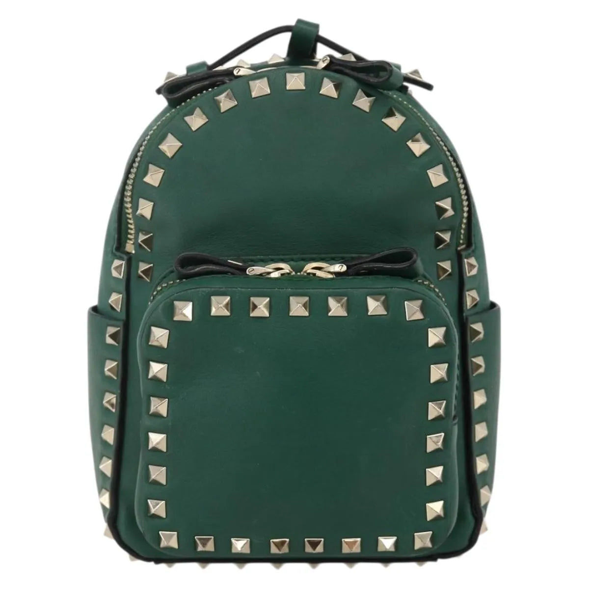 Valentino Garavani Rockstud Leather Green Leather Backpack Bag (Pre-Owned)