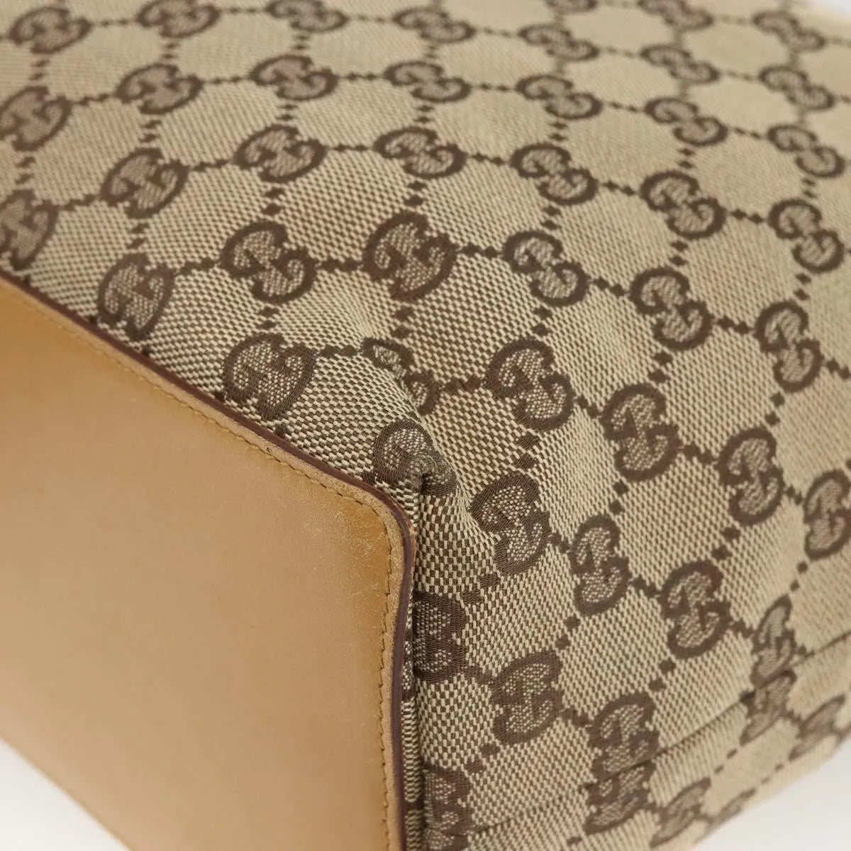 Gucci Vintage Bucket Shopping Tote Gg Canvas Beige Canvas Tote Bag Bag (Pre-Owned)