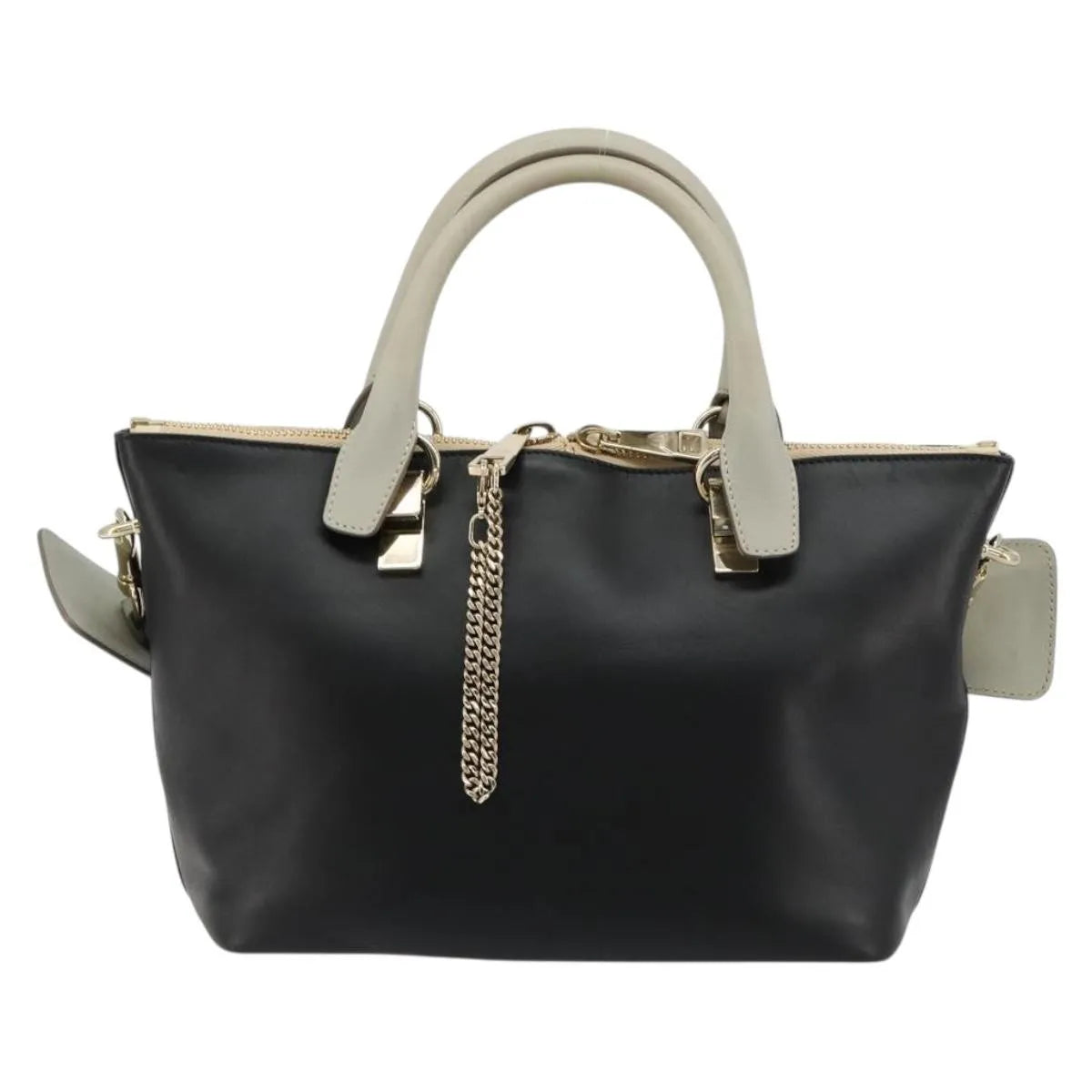 Chloe Bicolor Baylee Satchel Leather Black Leather Handbag (Pre-Owned)