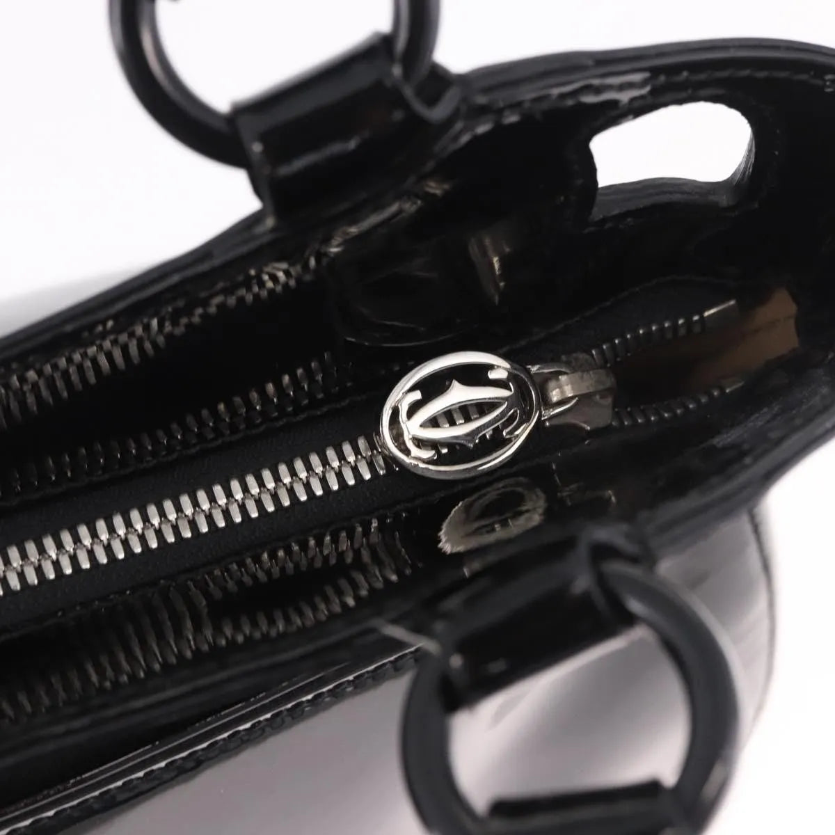 Cartier Marcello Patent Leather Black Patent_Leather Handbag (Pre-Owned)