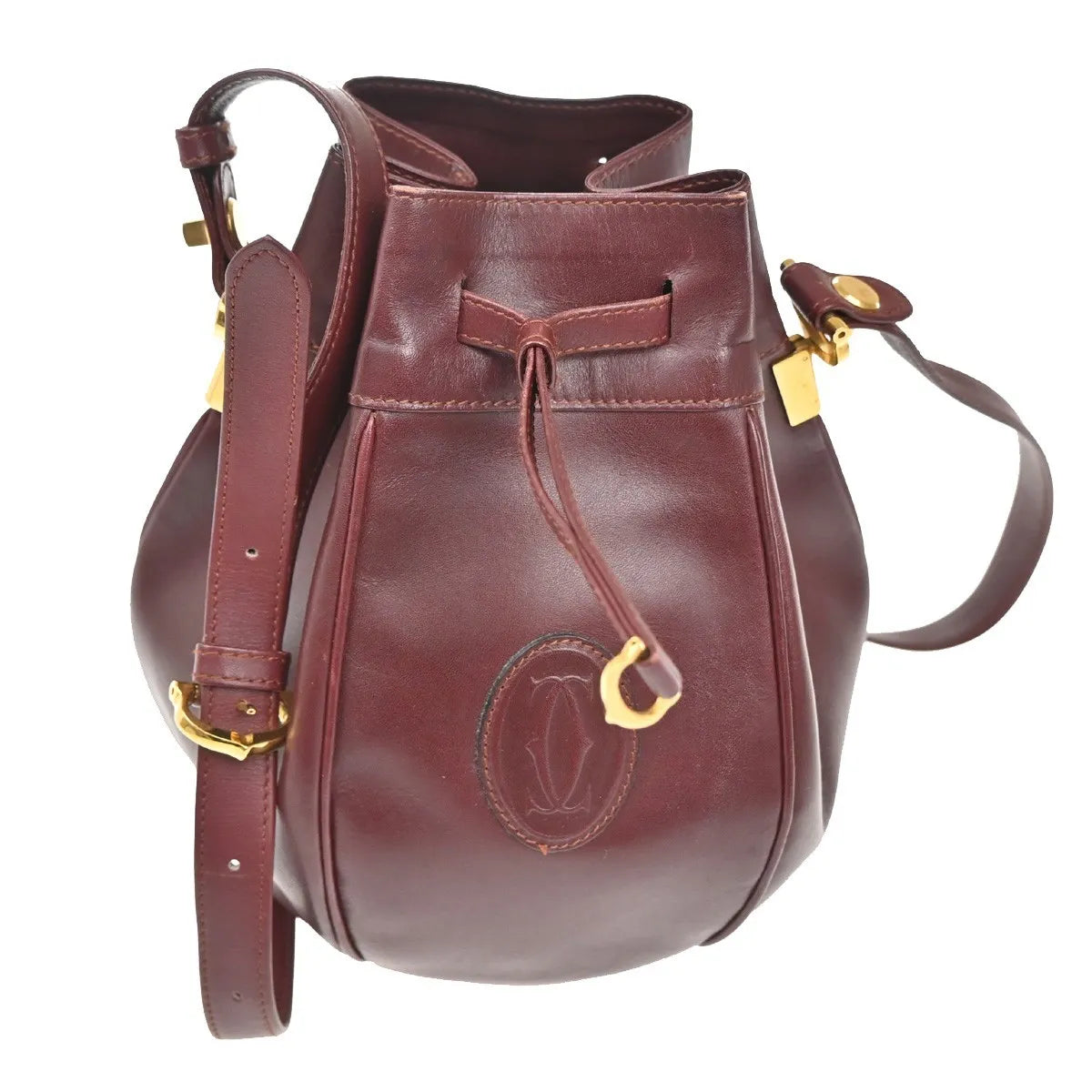 Cartier Must De Cartier Leather Red Leather Shoulder Bag Bag (Pre-Owned)