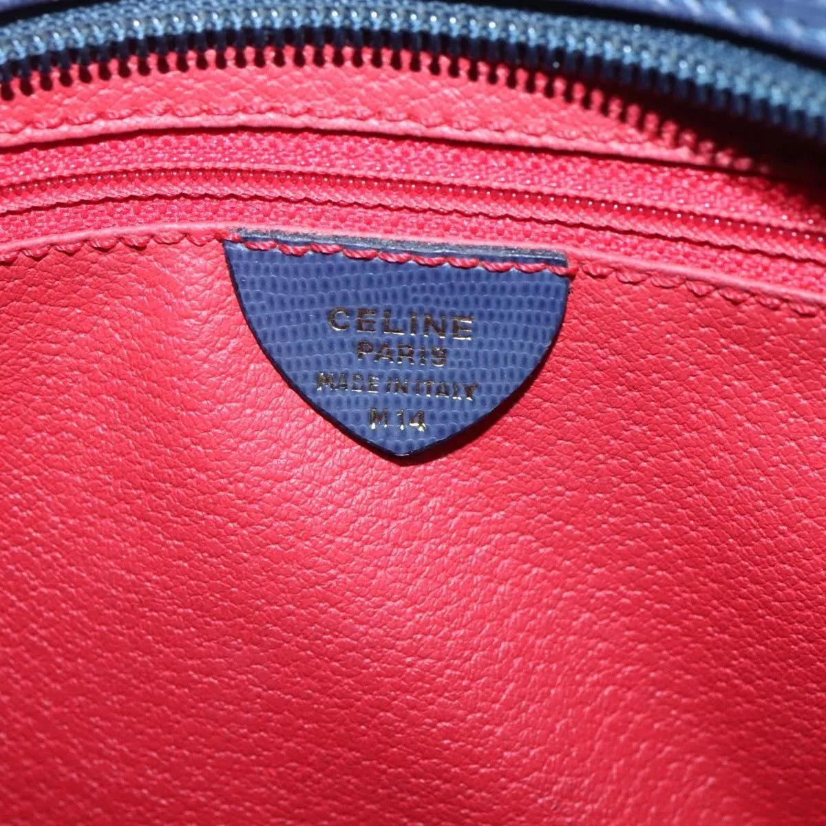 Celine Circle Logo Leather Blue Leather Handbag (Pre-Owned)
