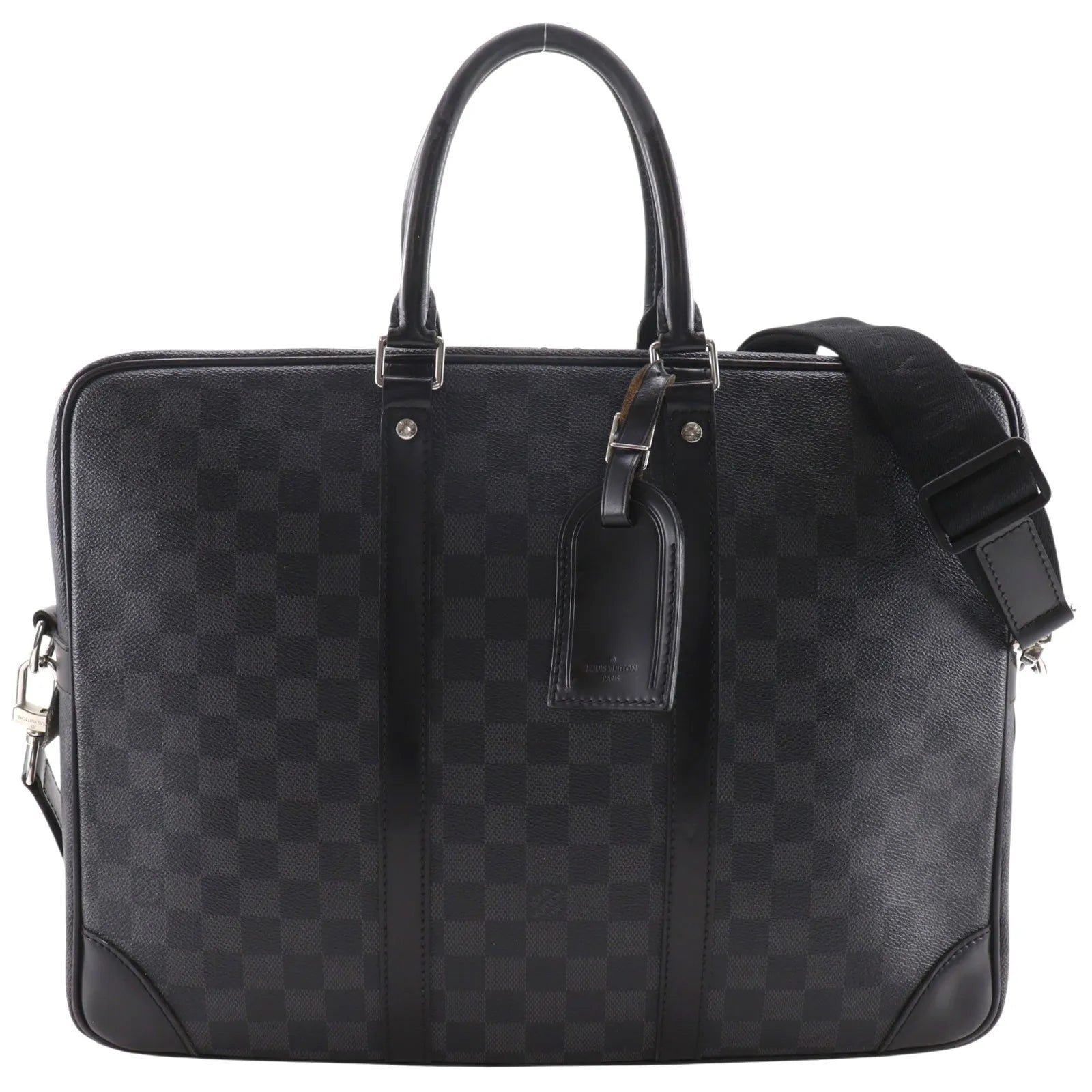 Louis Vuitton Porte-Documents Voyage Damier Graphite Black Canvas Briefcase Bag (Pre-Owned)
