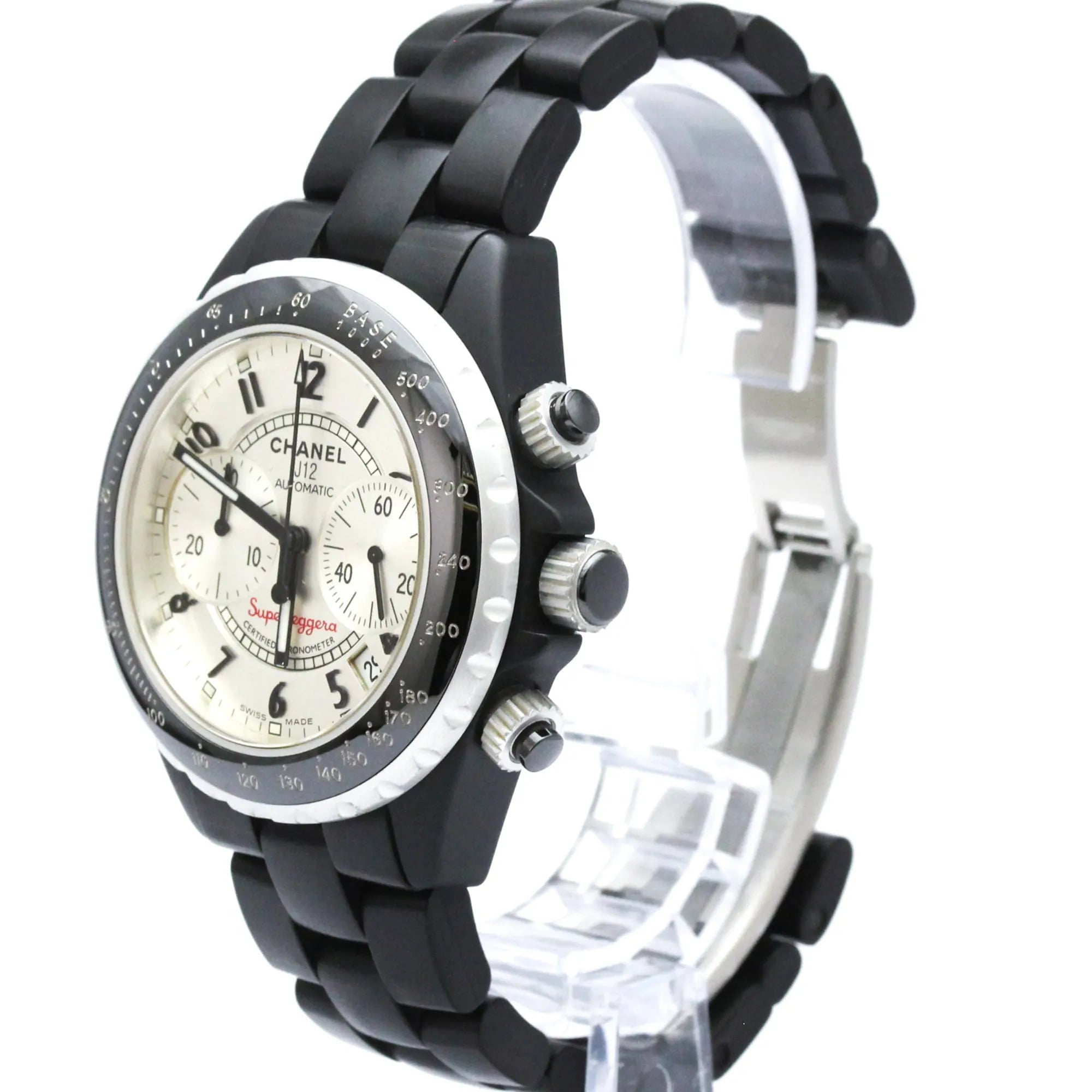 Chanel J12 Chronograph Automatic Ceramic And Stainless Steel Watch (Pre-Owned)