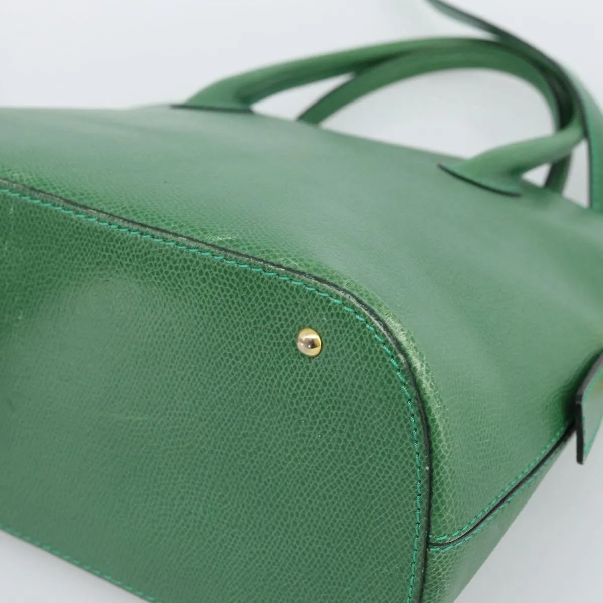 Celine Vintage Convertible Bowler Leather Green Leather Handbag (Pre-Owned)