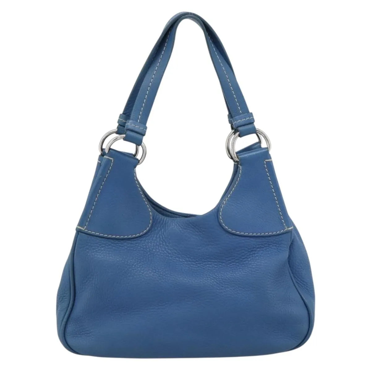 Prada Vitello Daino Convertible Tote Vitello Daino Blue Leather Handbag (Pre-Owned)
