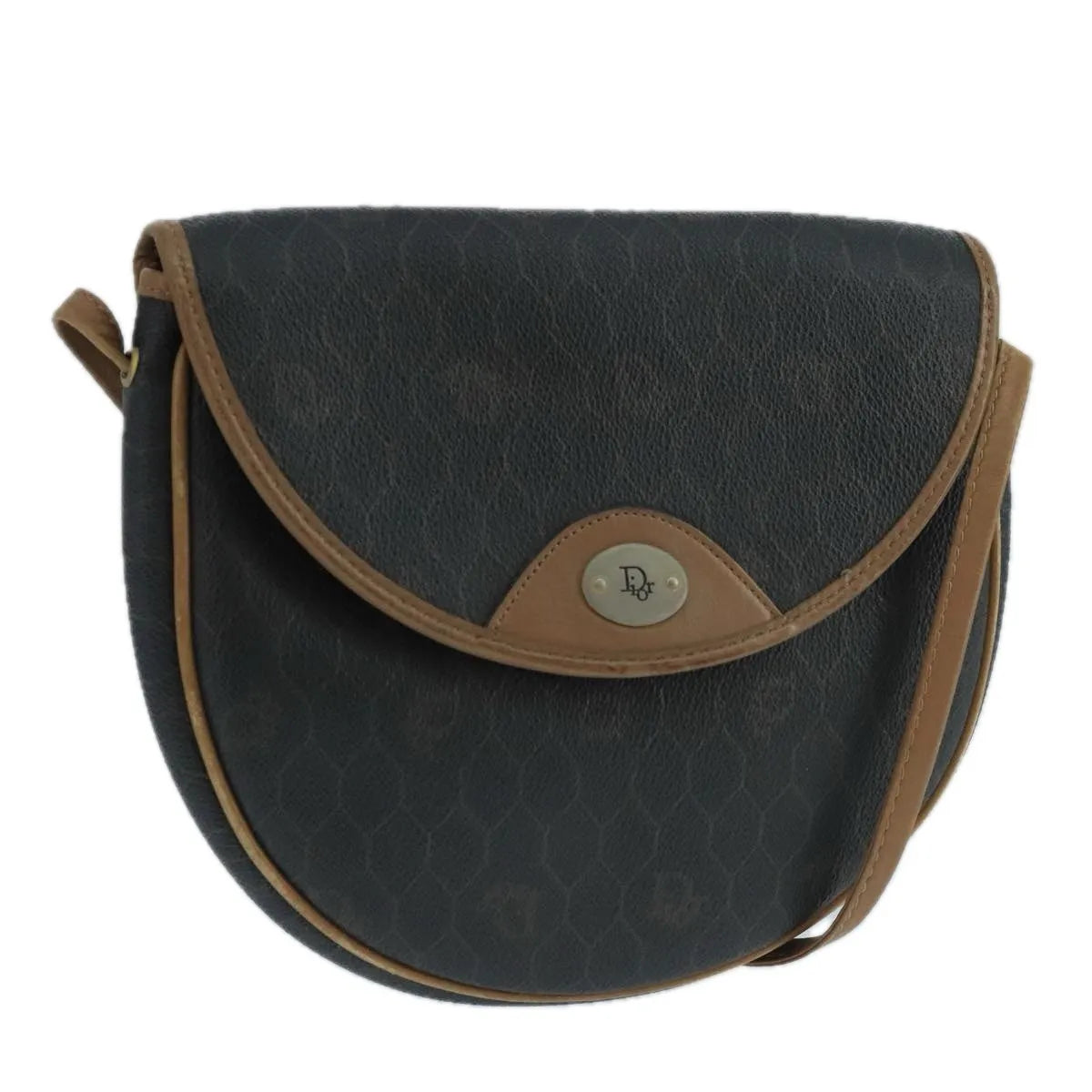 Christian Dior Vintage Honeycomb Flap Canvas And Leather Black Pvc Shoulder Bag Bag (Pre-Owned)