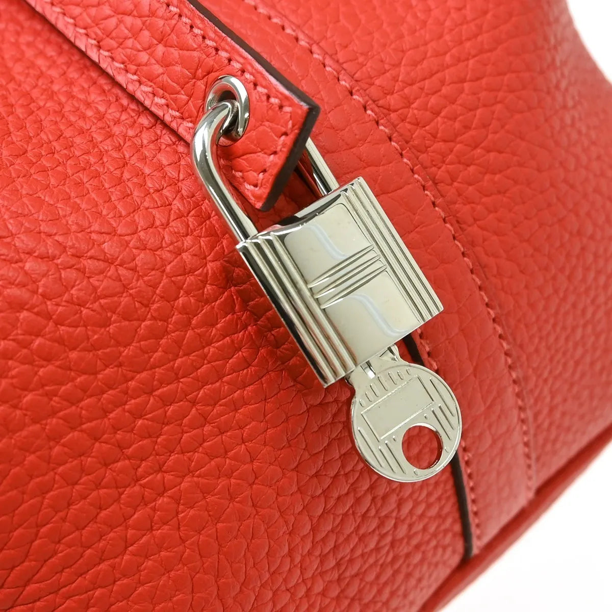 Hermes Picotin Lock Clemence Red Leather Handbag (Pre-Owned)
