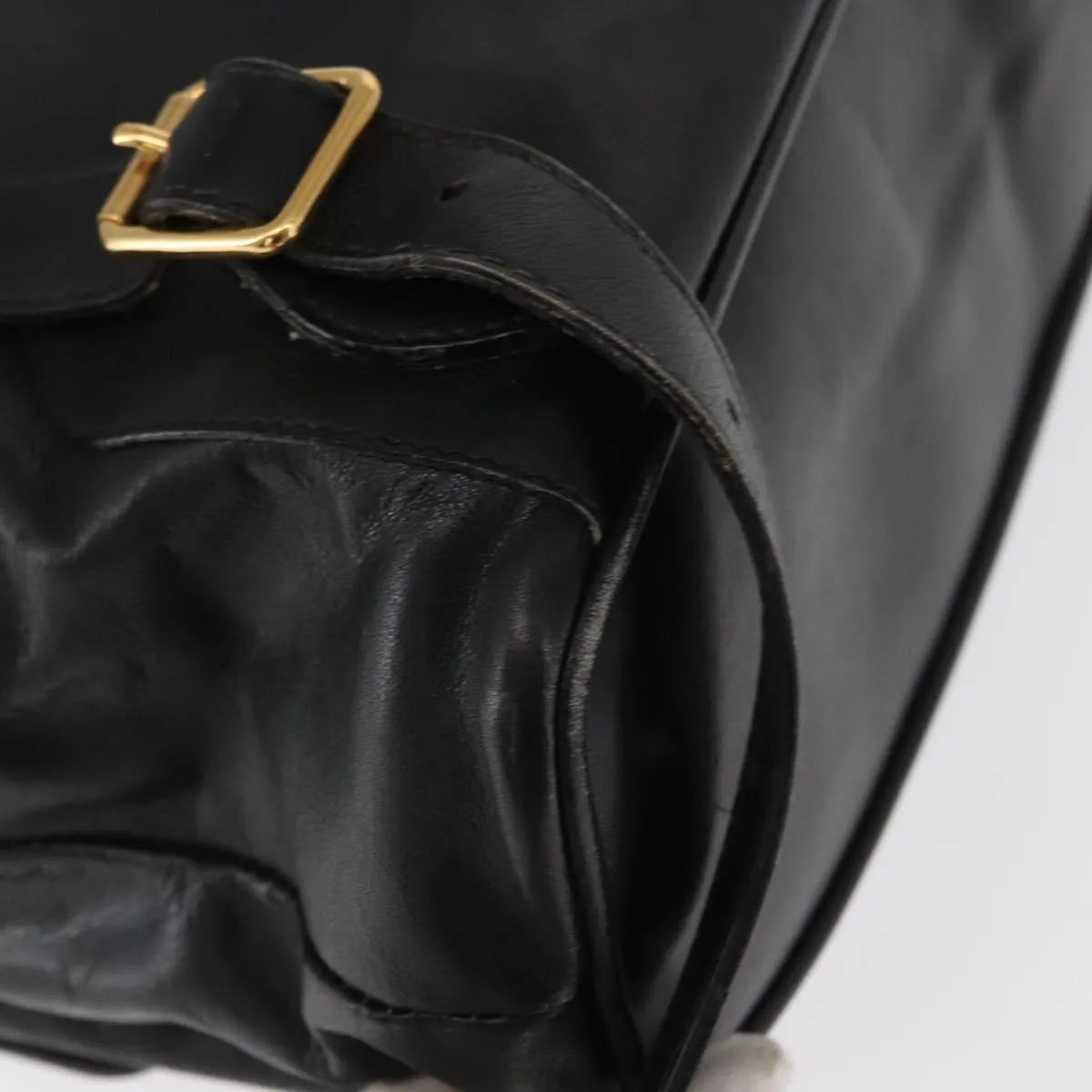 Gucci Vintage Bamboo Leather Black Leather Backpack Bag (Pre-Owned)