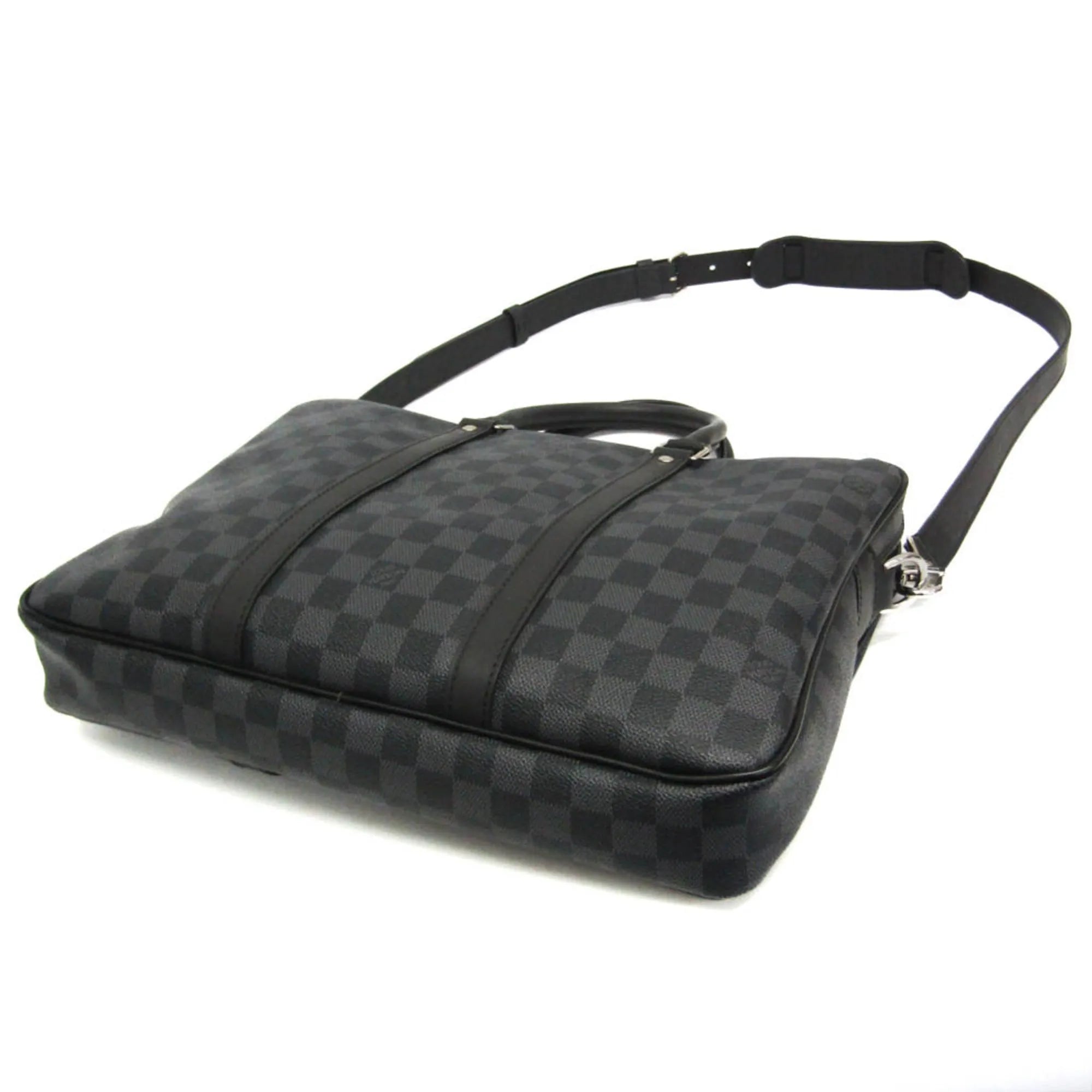 Louis Vuitton Porte-Documents Voyage Damier Black Canvas Briefcase Bag (Pre-Owned)