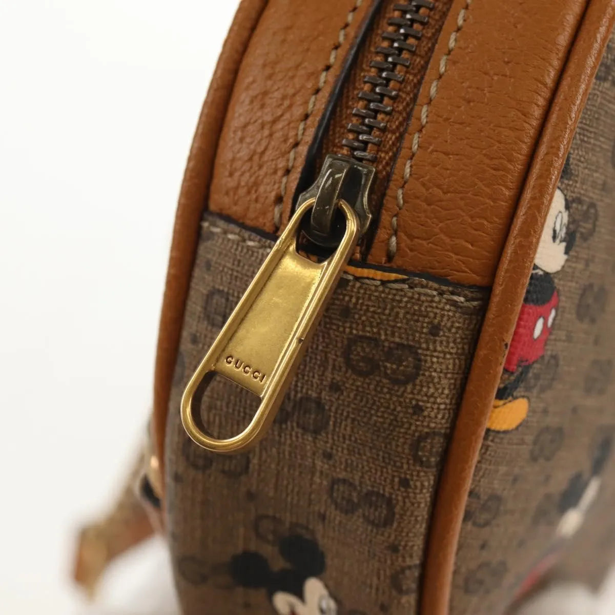 Gucci Disney Mickey Mouse Round Backpack (Outlet) Printed Mini Gg Coated Canvas Beige Canvas Backpack Bag (Pre-Owned)