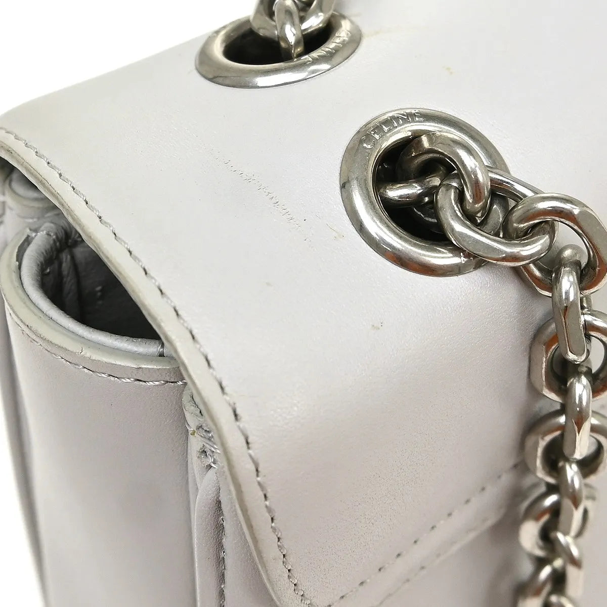 Celine C Bag Leather Gray Leather Shoulder Bag Bag (Pre-Owned)