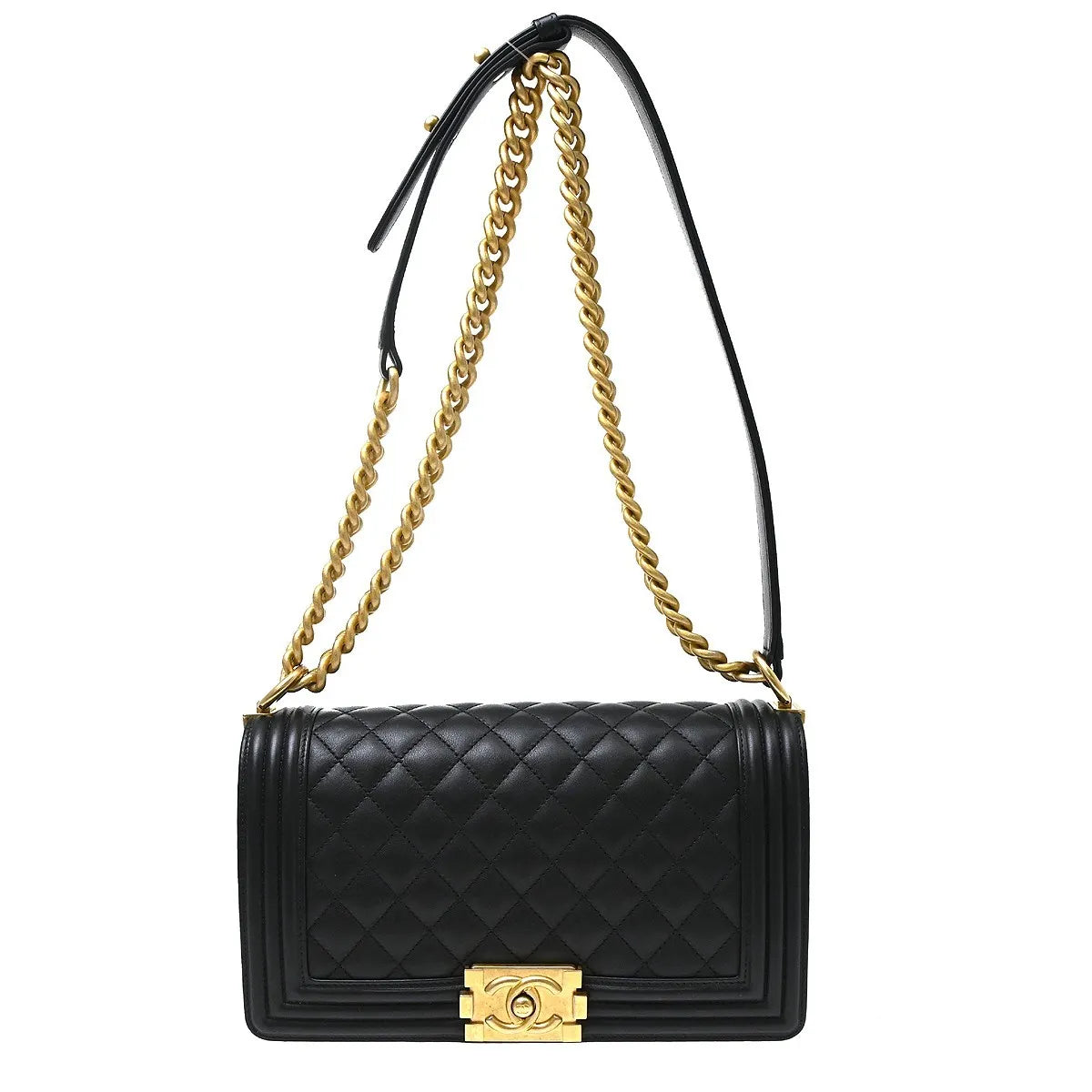 Chanel Boy Flap Quilted Calfskin Black Leather Shoulder Bag Bag (Pre-Owned)