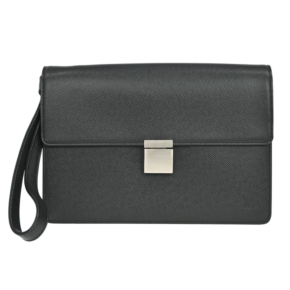 Louis Vuitton Selenga Pochette Taiga Leather Black Leather Clutche & Pouche Bag (Pre-Owned)
