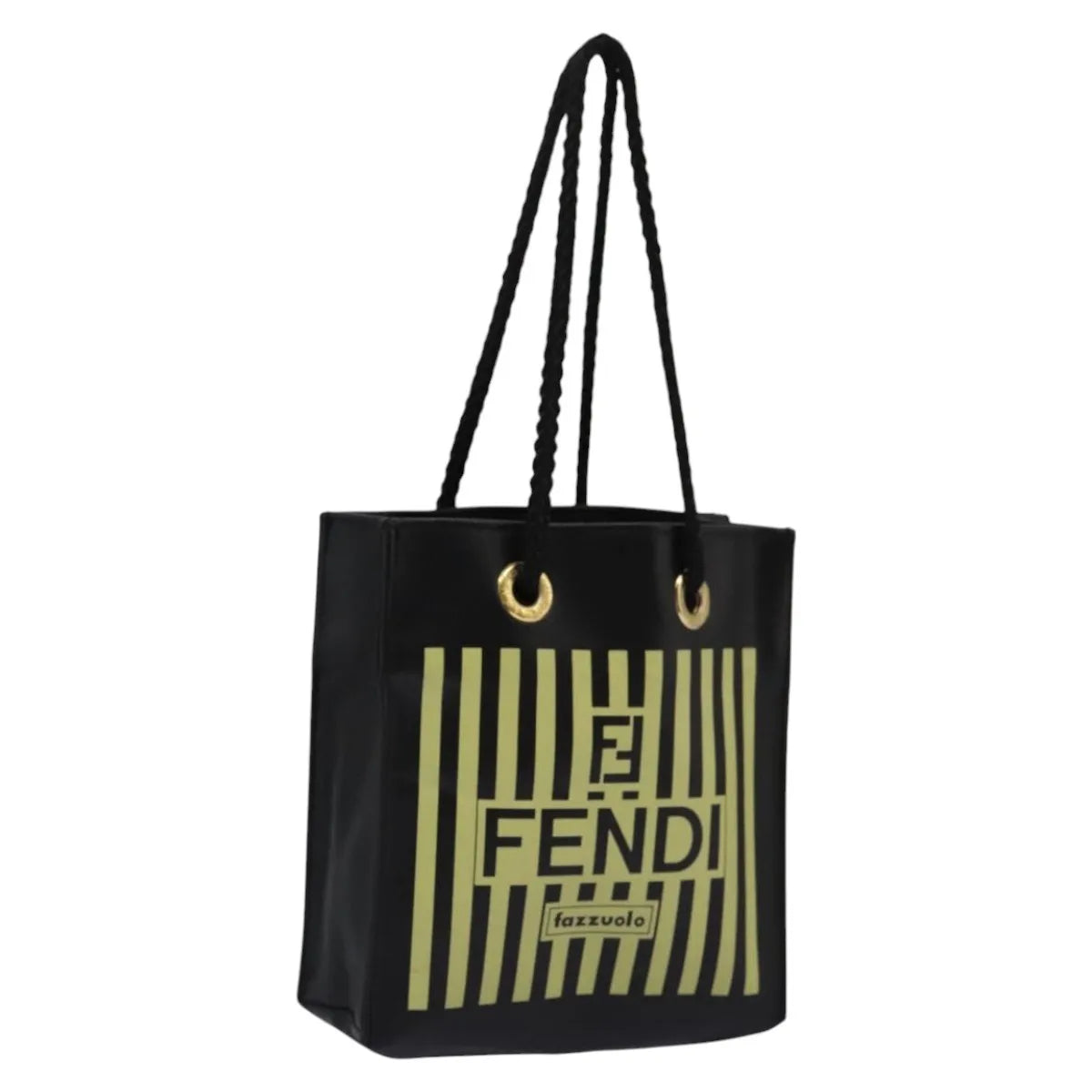 Fendi Fazzuolo Leather Black Leather Tote Bag Bag (Pre-Owned)