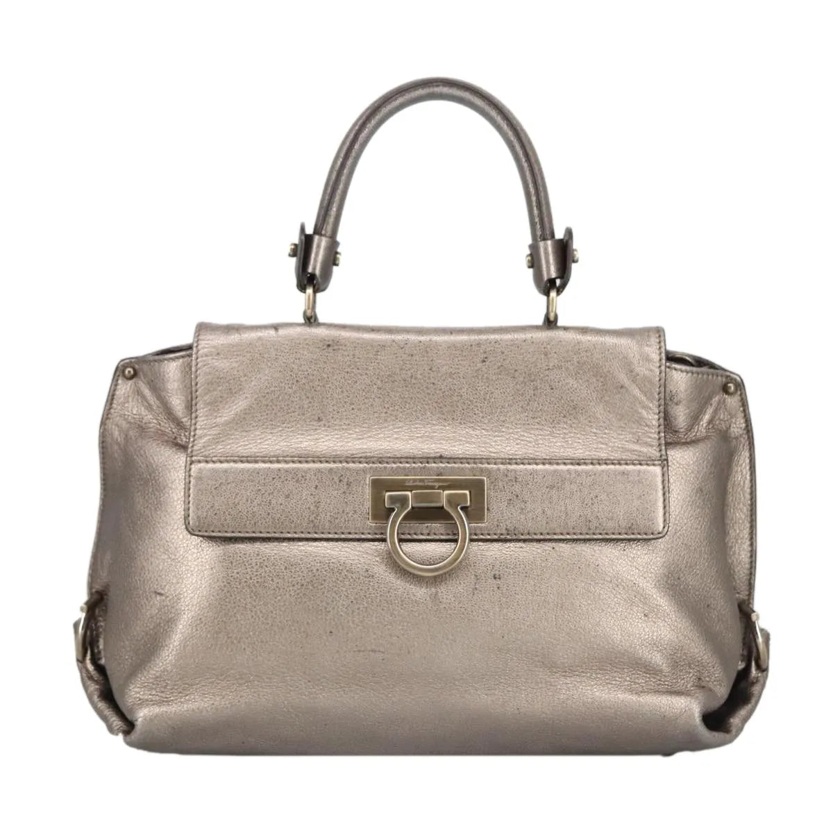 Salvatore Ferragamo Sofia Satchel Leather Silver Leather Handbag (Pre-Owned)
