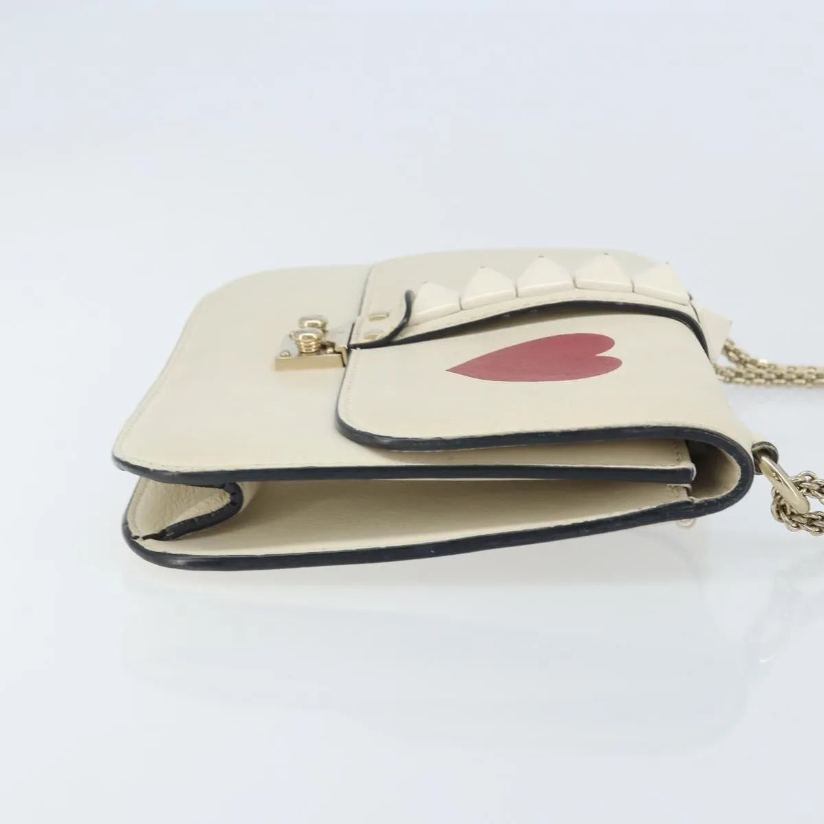 Valentino Garavani Glam Lock Leather White Leather Shoulder Bag Bag (Pre-Owned)