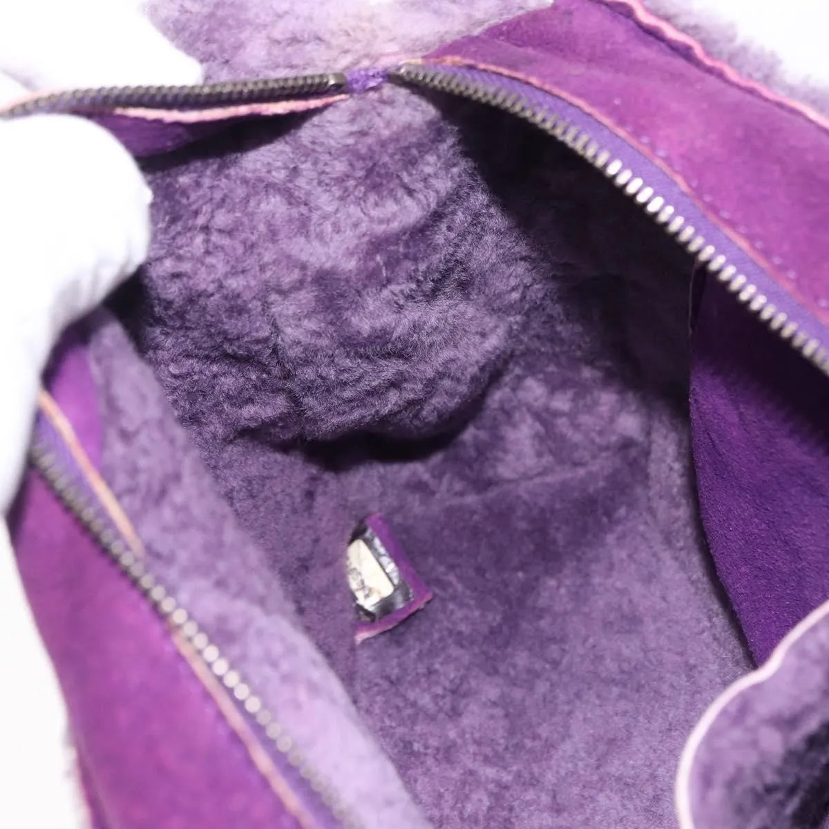 Chanel Cc Logo Shearling And Suede Purple Suede Shoulder Bag Bag (Pre-Owned)