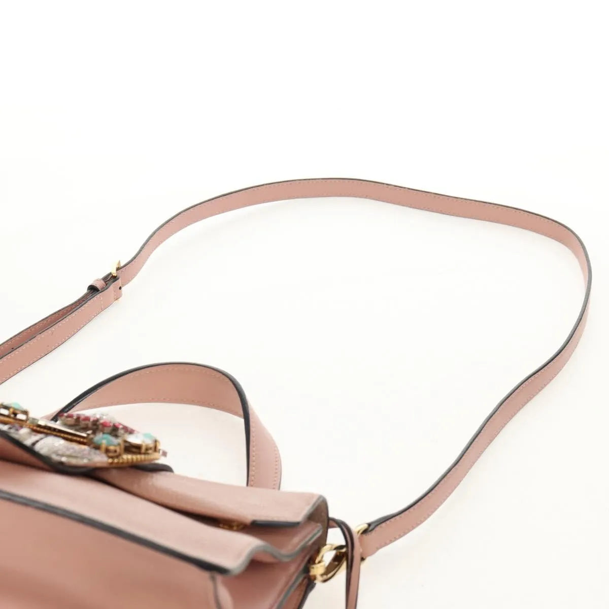 Miu Miu Madras Crystal Buckle Leather Pink Leather Shoulder Bag Bag (Pre-Owned)