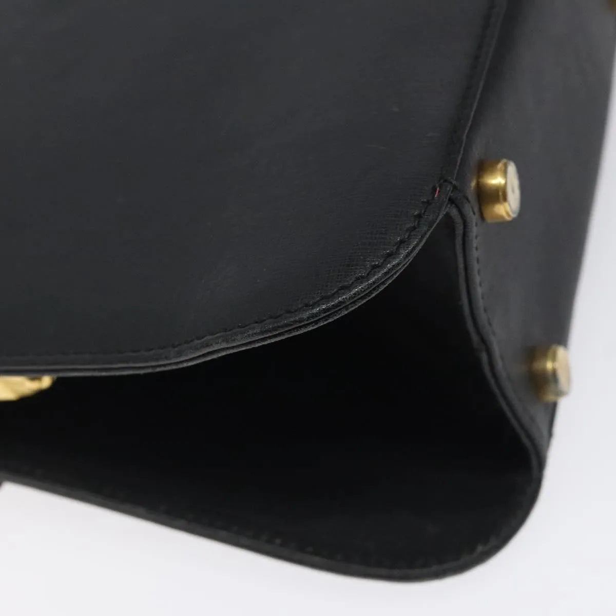 Salvatore Ferragamo Convertible Top Handle Leather Black Leather Handbag (Pre-Owned)