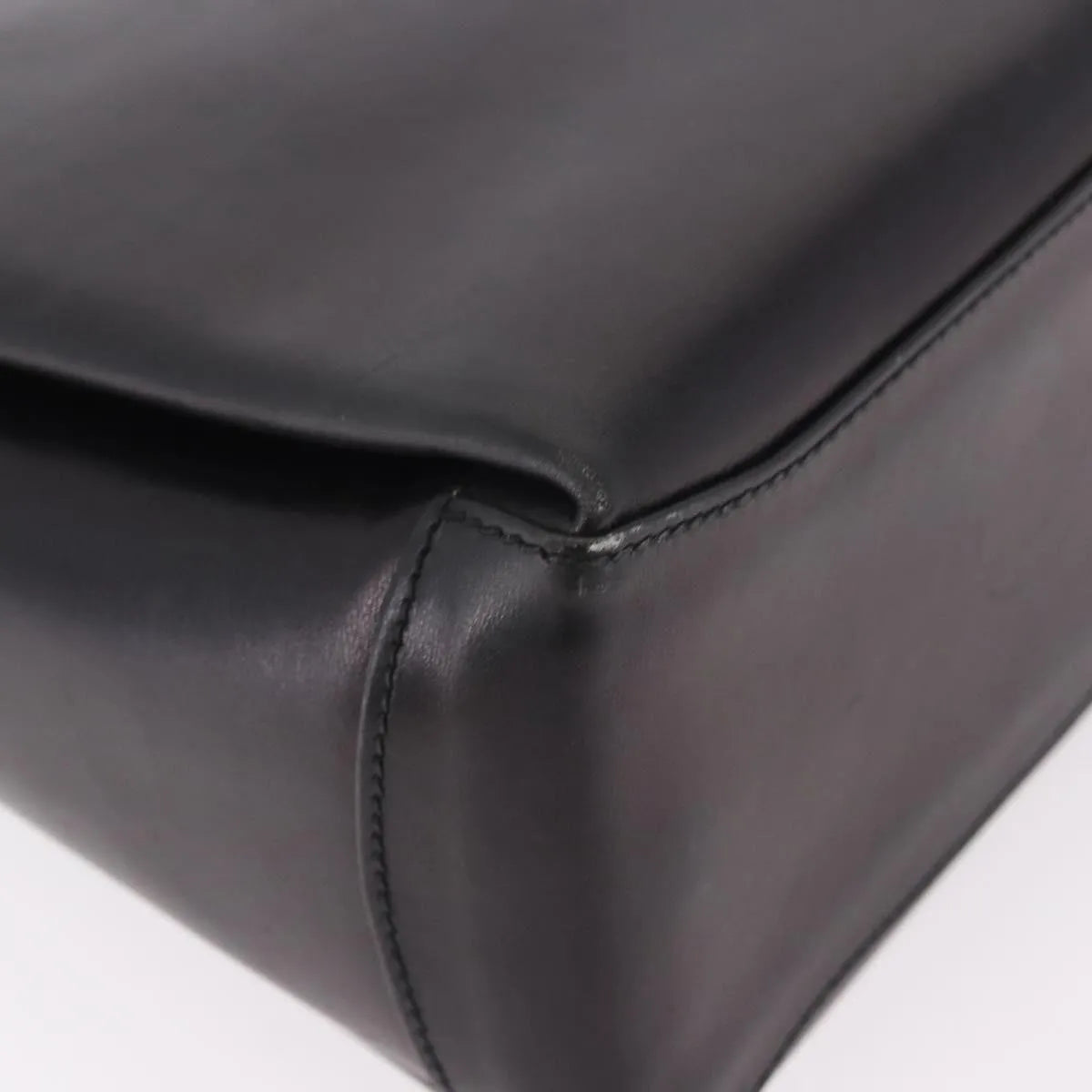 Gucci Vintage Convertible Bamboo Box Leather Black Leather Handbag (Pre-Owned)