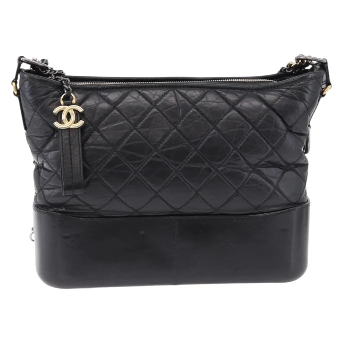 Chanel Gabrielle Hobo Quilted Aged Calfskin Black Leather Shoulder Bag Bag (Pre-Owned)