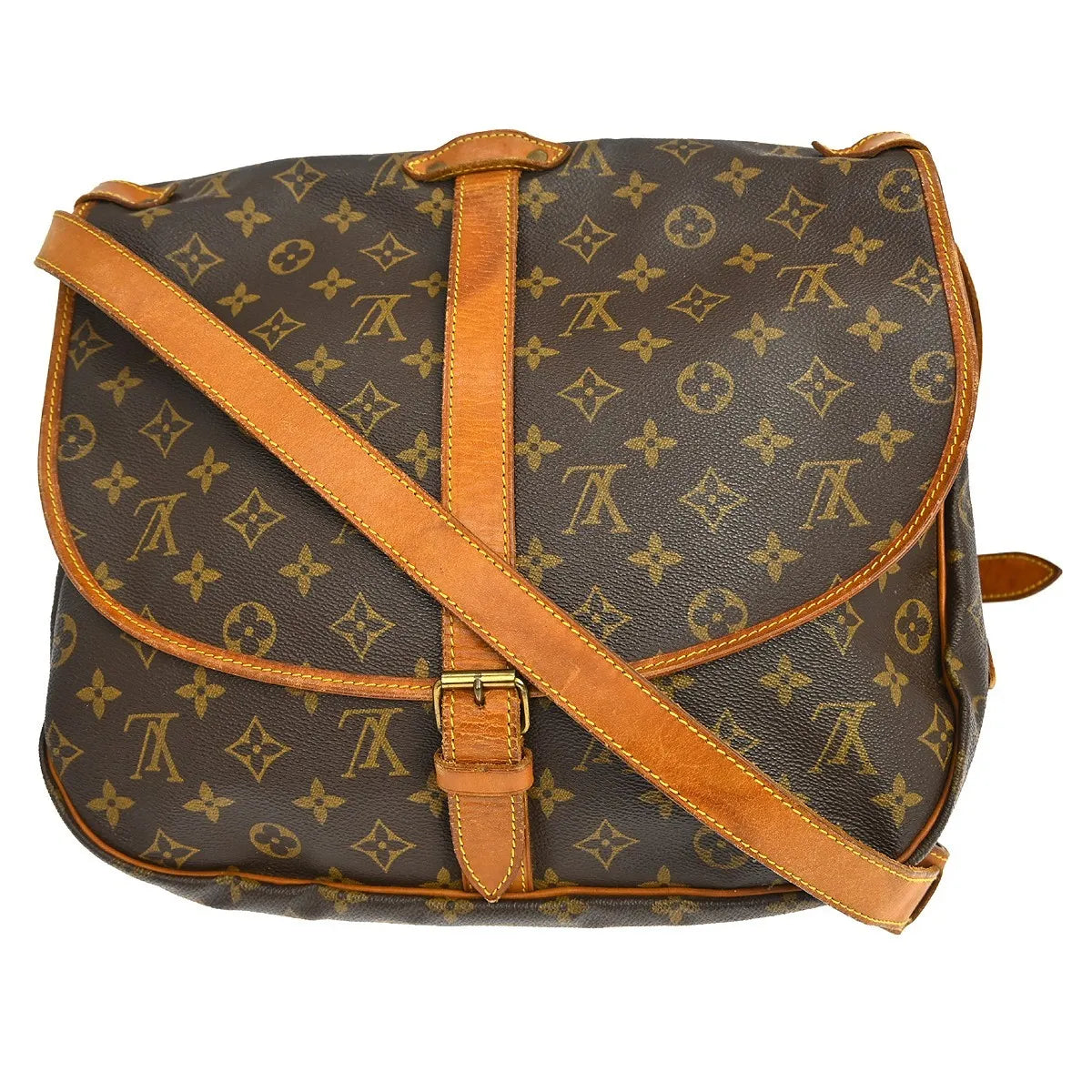 Louis Vuitton Saumur Monogram Brown Canvas Shoulder Bag Bag (Pre-Owned)