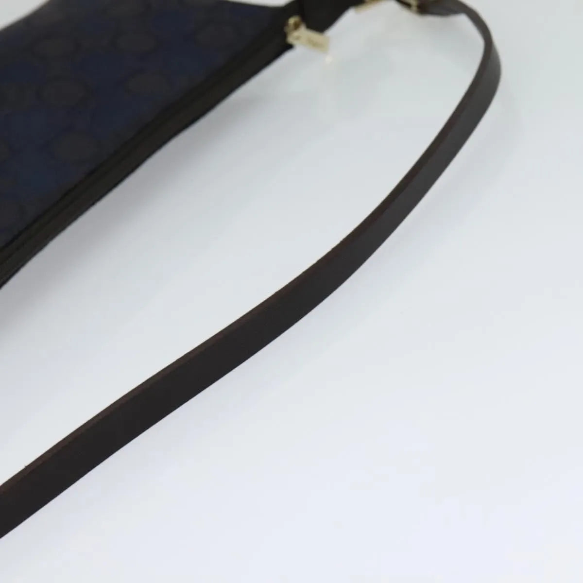 Salvatore Ferragamo Gancini Canvas Navy Canvas Handbag (Pre-Owned)