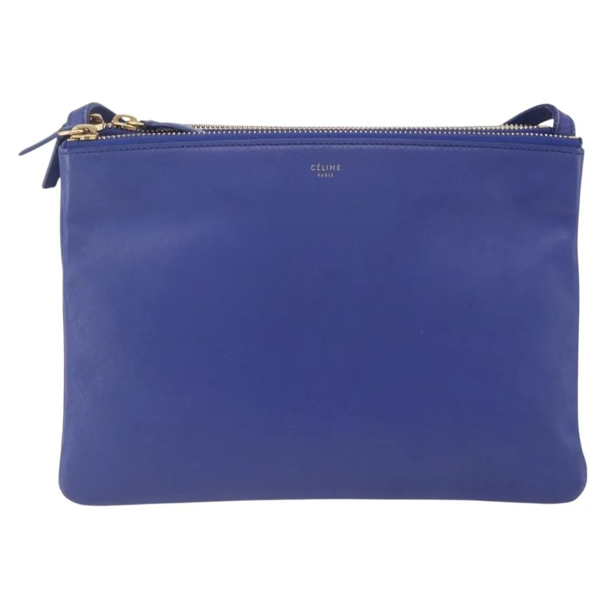 Celine Trio Leather Blue Leather Shoulder Bag Bag (Pre-Owned)