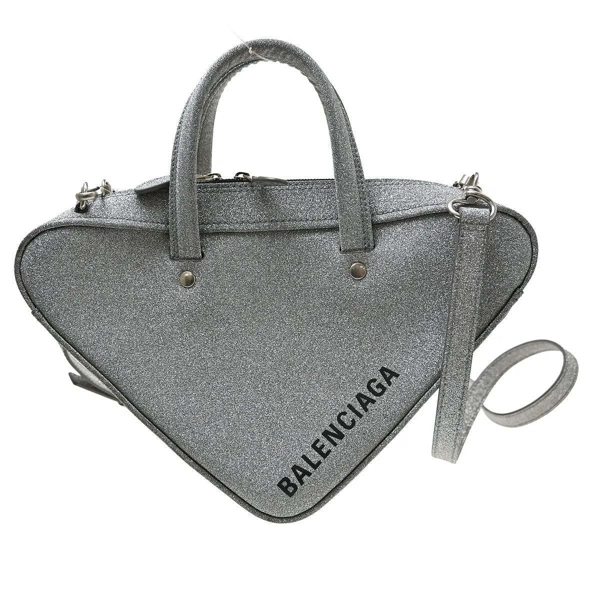 Balenciaga Triangle Leather Silver Leather Handbag (Pre-Owned)