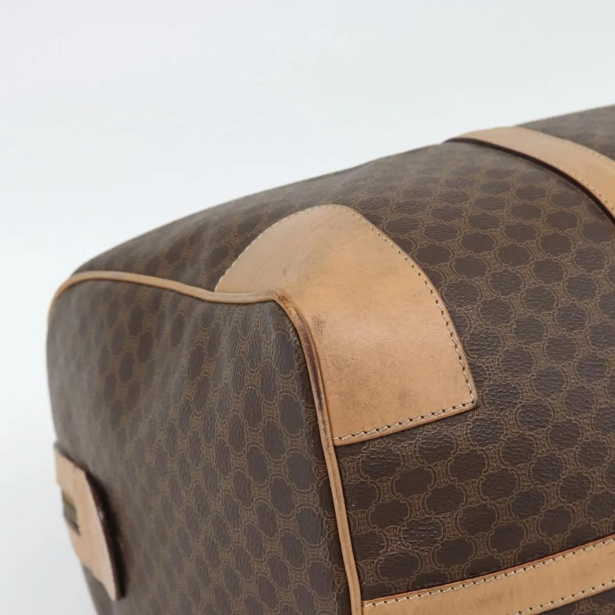 Celine Vintage Duffle Canvas And Leather Brown Canvas Travel Bag Bag (Pre-Owned)