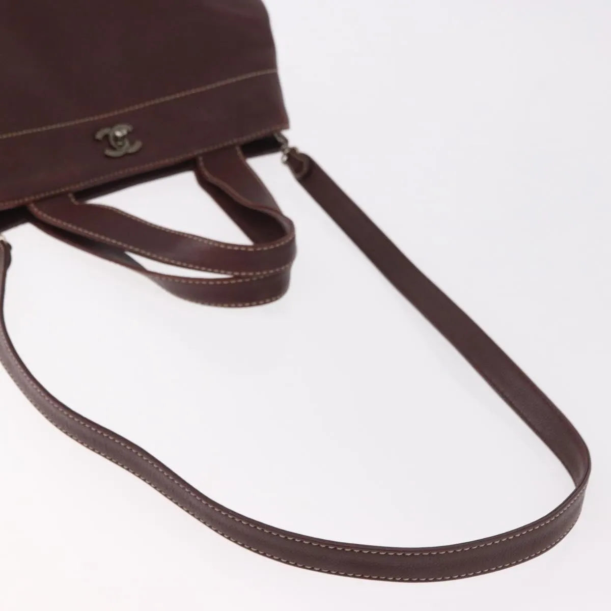 Chanel Vintage Cc Lock Tote Leather Brown Leather Tote Bag Bag (Pre-Owned)
