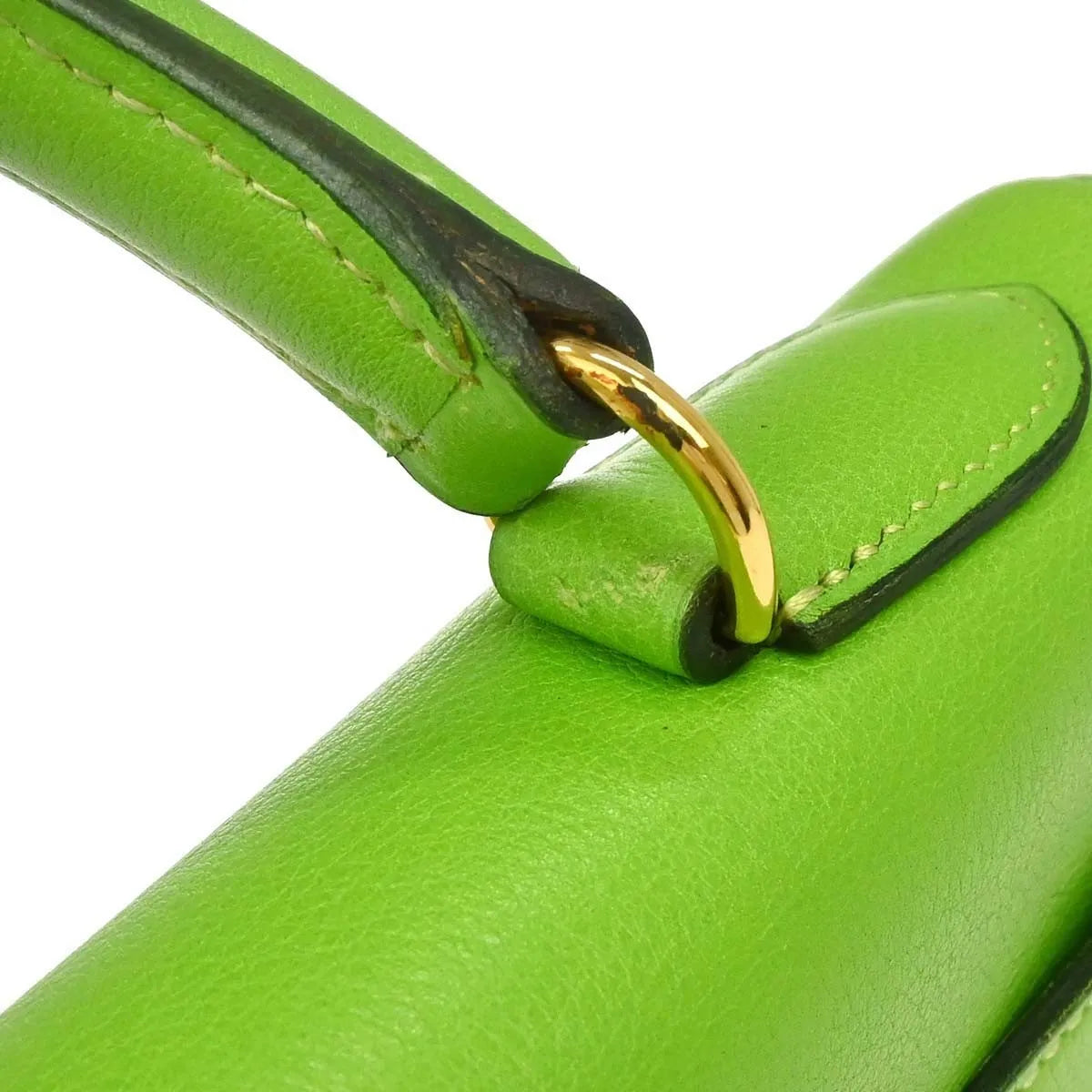 Hermes Kelly Sellier Gullliver Green Calfskin Handbag (Pre-Owned)