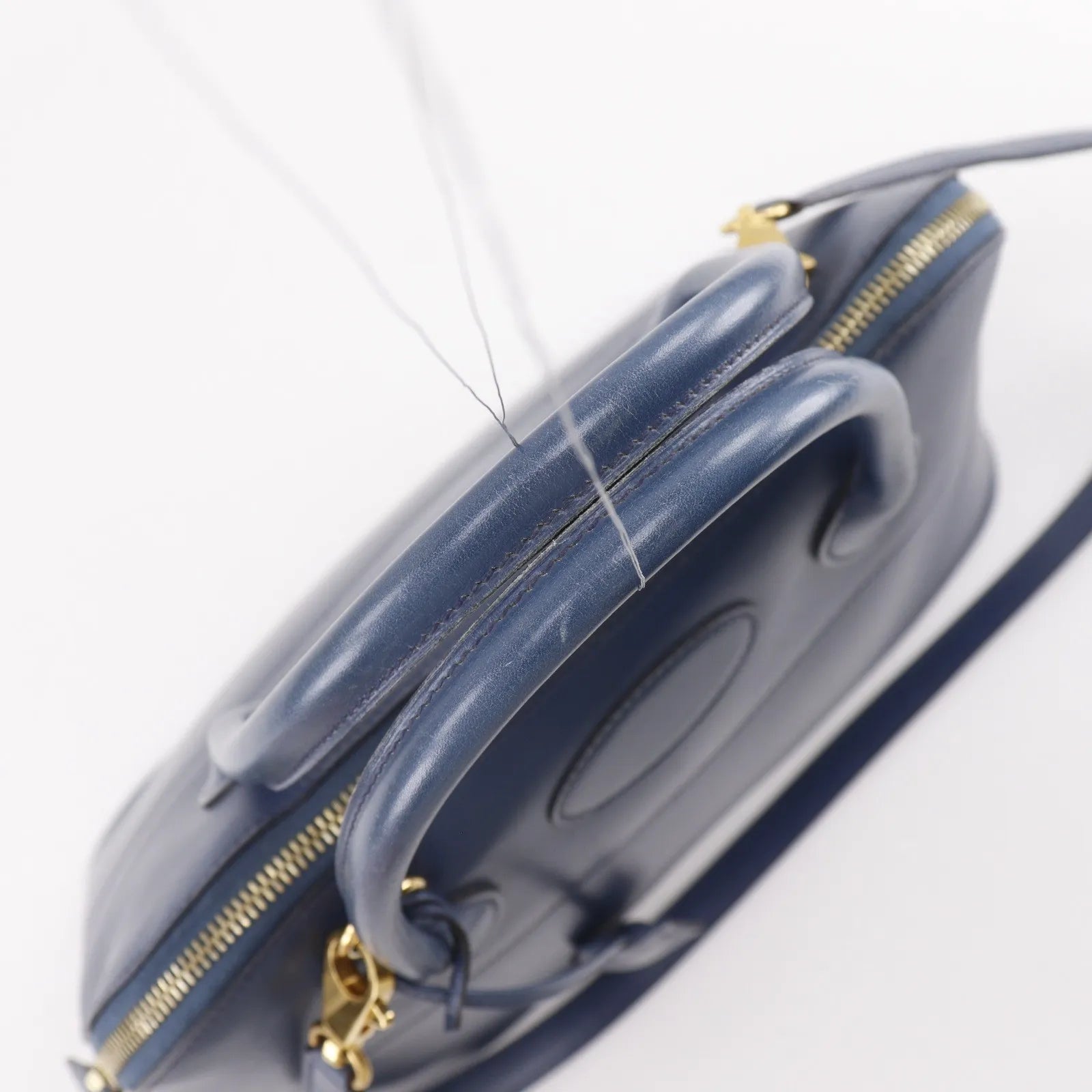 Hermes Bolide Box Calf Navy Leather Handbag (Pre-Owned)
