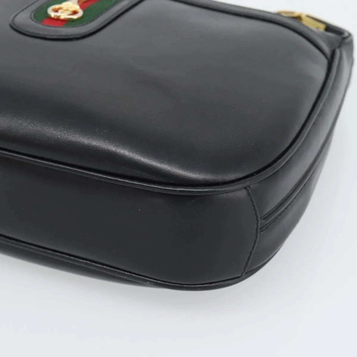 Gucci Vintage Horsebit Leather Black Leather Shoulder Bag Bag (Pre-Owned)
