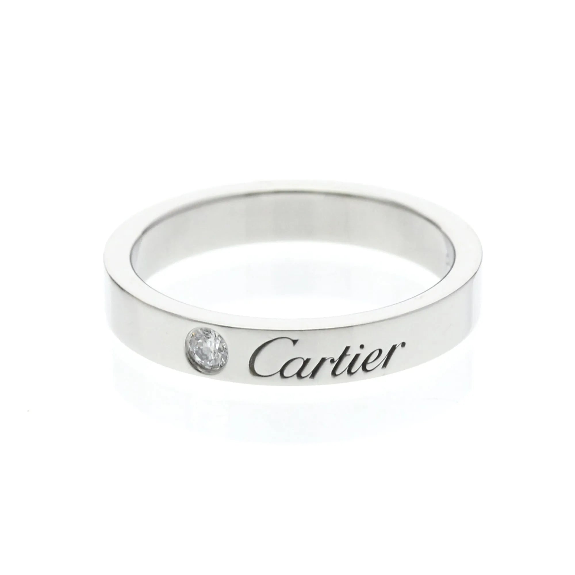 Cartier C De Cartier Wedding Band Platinum With Diamond Silver Platinum Ring Jewelry (Pre-Owned)
