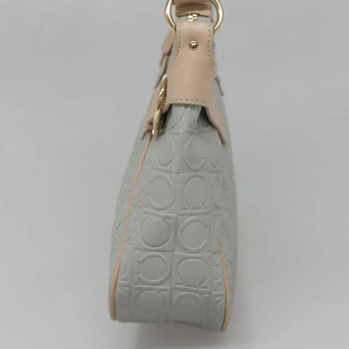 Salvatore Ferragamo Gancini Leather Gray Leather Shoulder Bag Bag (Pre-Owned)