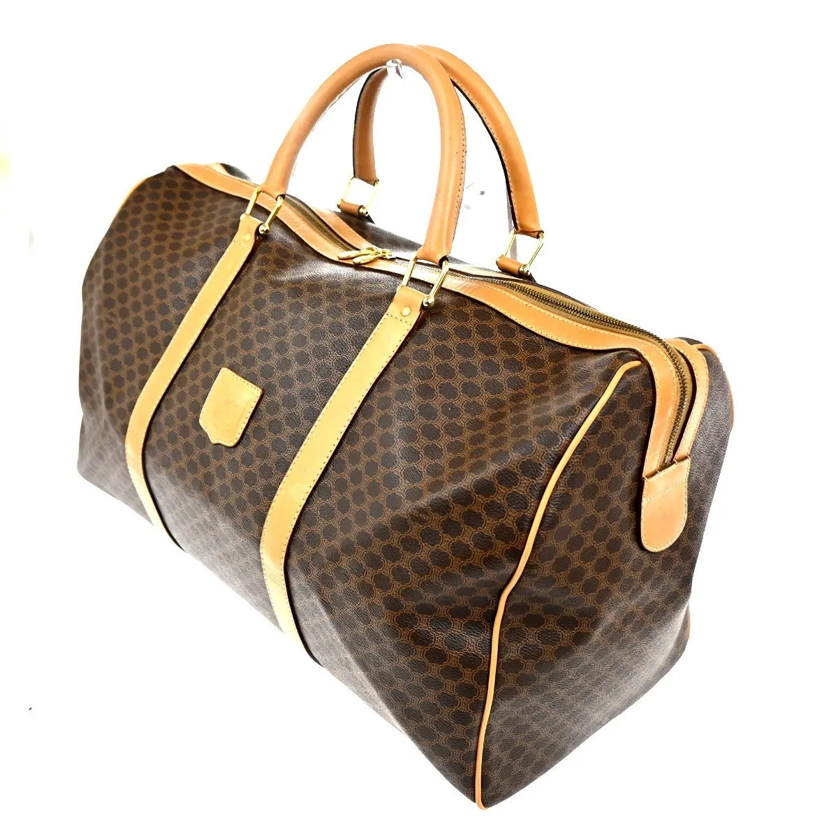 Celine Vintage Duffle Macadam Coated Canvas Brown Pvc Travel Bag Bag (Pre-Owned)