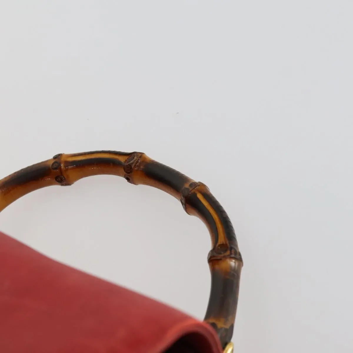 Gucci Vintage Bamboo Leather Red Leather Backpack Bag (Pre-Owned)