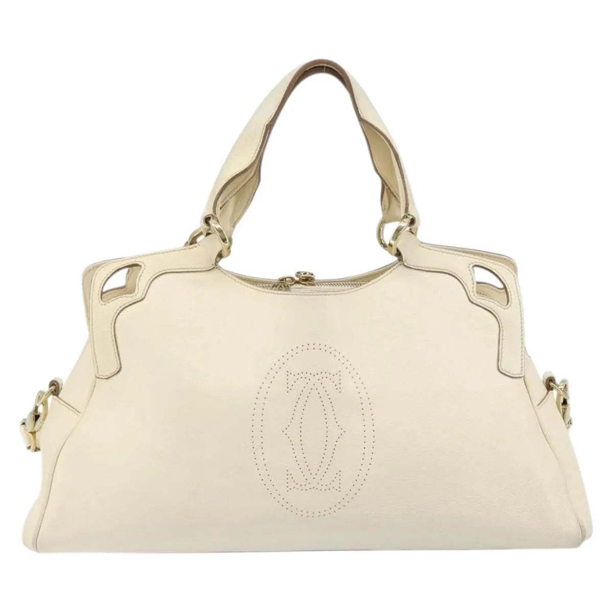 Cartier Marcello Leather White Leather Shoulder Bag Bag (Pre-Owned)