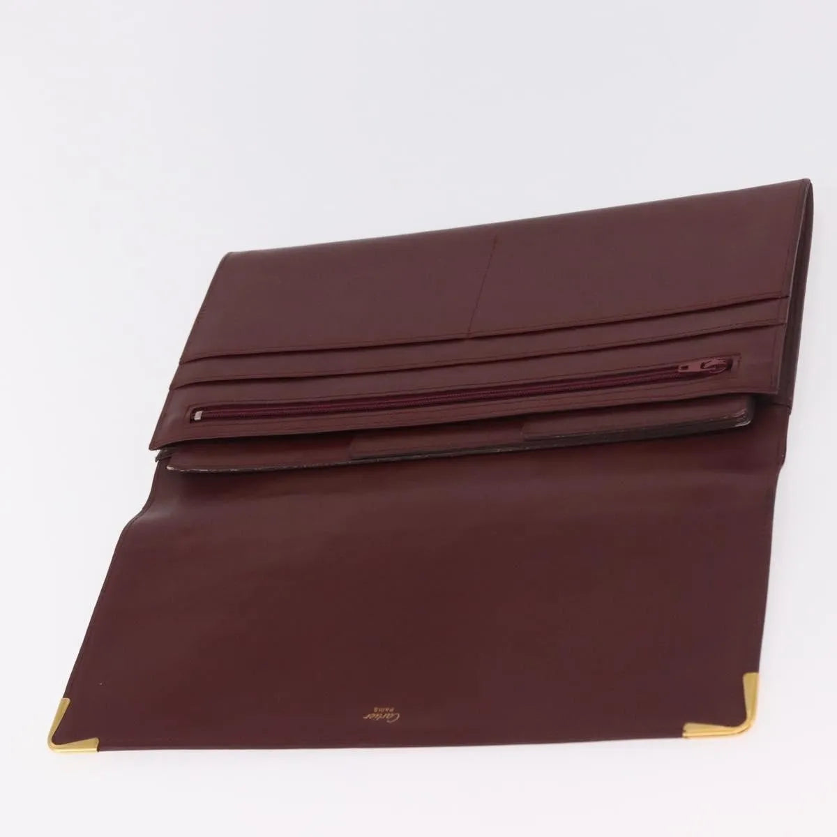 Cartier Must De Cartier Leather Burgundy Leather Clutche & Pouche Bag (Pre-Owned)