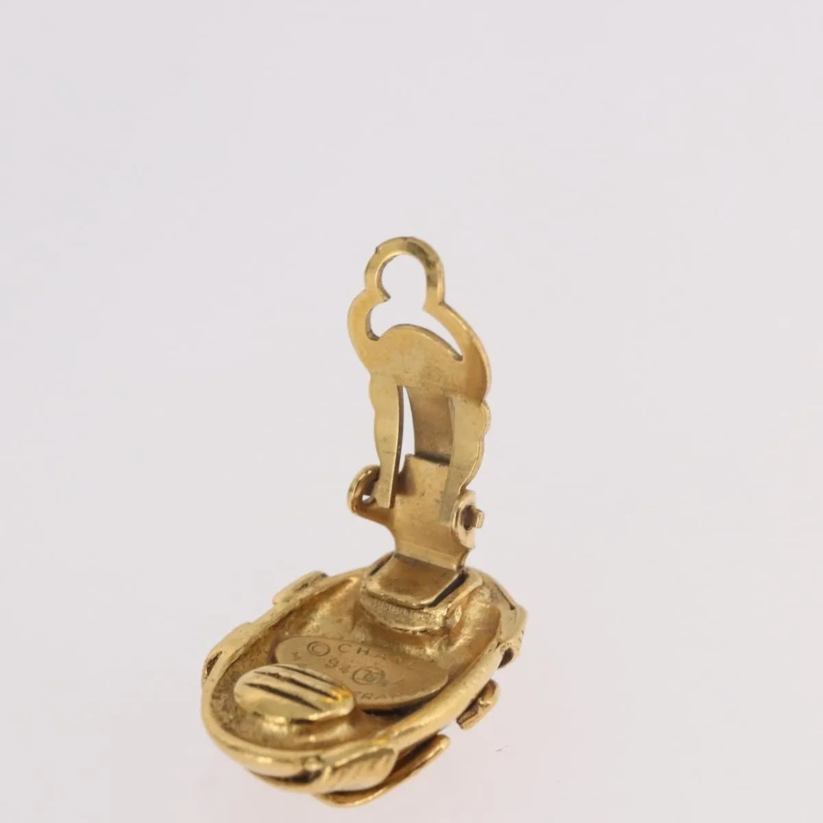 Chanel Cc Clip On Metal Gold Metal Earrings Jewelry (Pre-Owned)